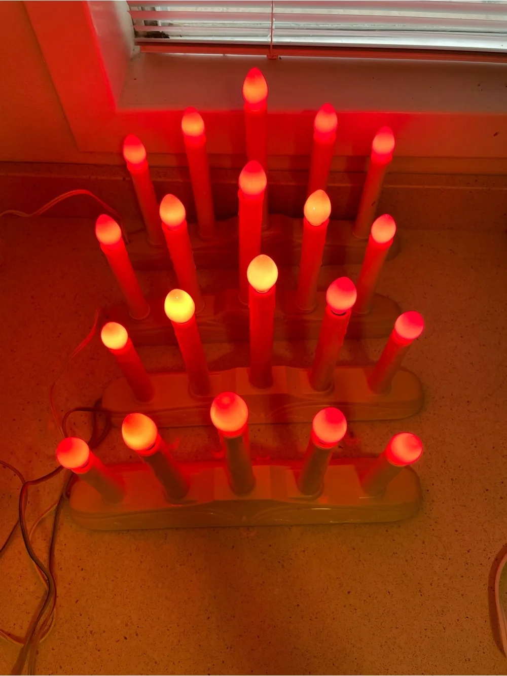 Red LED Candle Bridge String Lights - Holiday Decoration